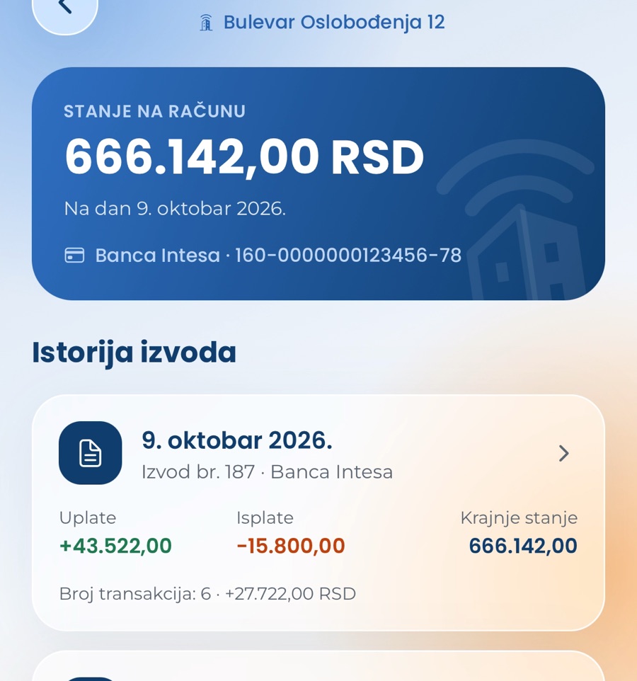 Izvodi zgrade u aplikaciji
